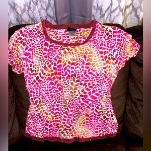 Vibrant Pink and Orange Patterned Top